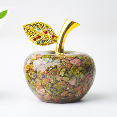 Olivenorma Crystal Epoxy Gold Leaf Apple Gemstone Decoration