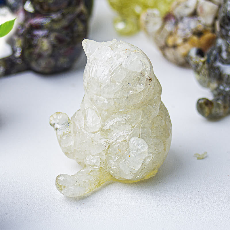 Olivenorma Crystal Epoxy Cat In Heat Gemstone Decoration
