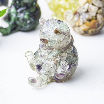Olivenorma Crystal Epoxy Cat In Heat Gemstone Decoration