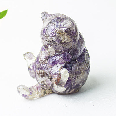 Olivenorma Crystal Epoxy Cat In Heat Gemstone Decoration