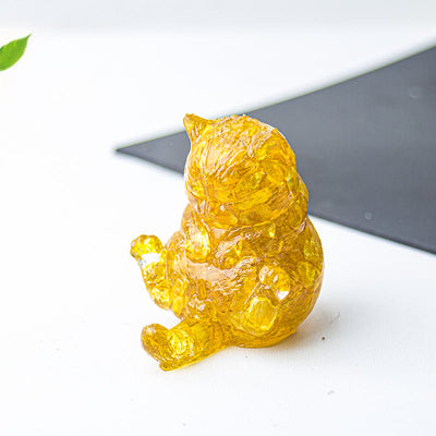 Olivenorma Crystal Epoxy Cat In Heat Gemstone Decoration