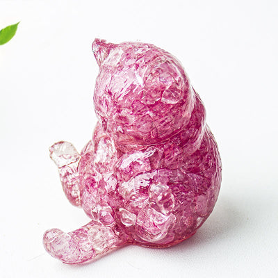 Olivenorma Crystal Epoxy Cat In Heat Gemstone Decoration