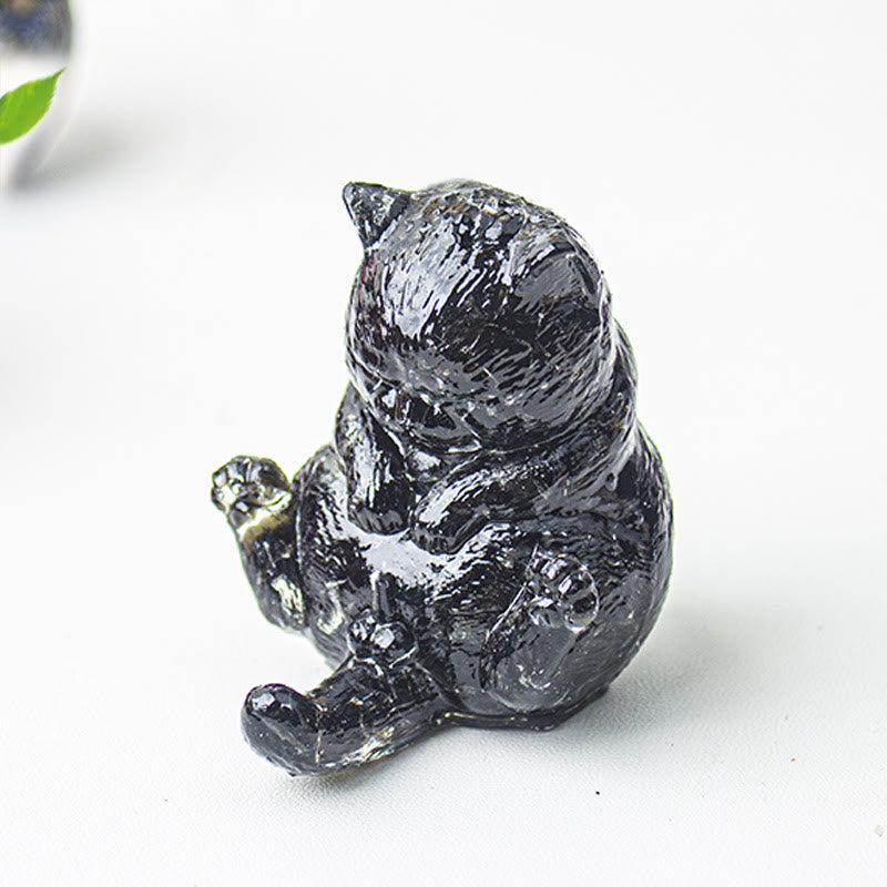 Olivenorma Crystal Epoxy Cat In Heat Gemstone Decoration
