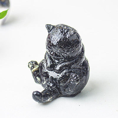 Olivenorma Crystal Epoxy Cat In Heat Gemstone Decoration
