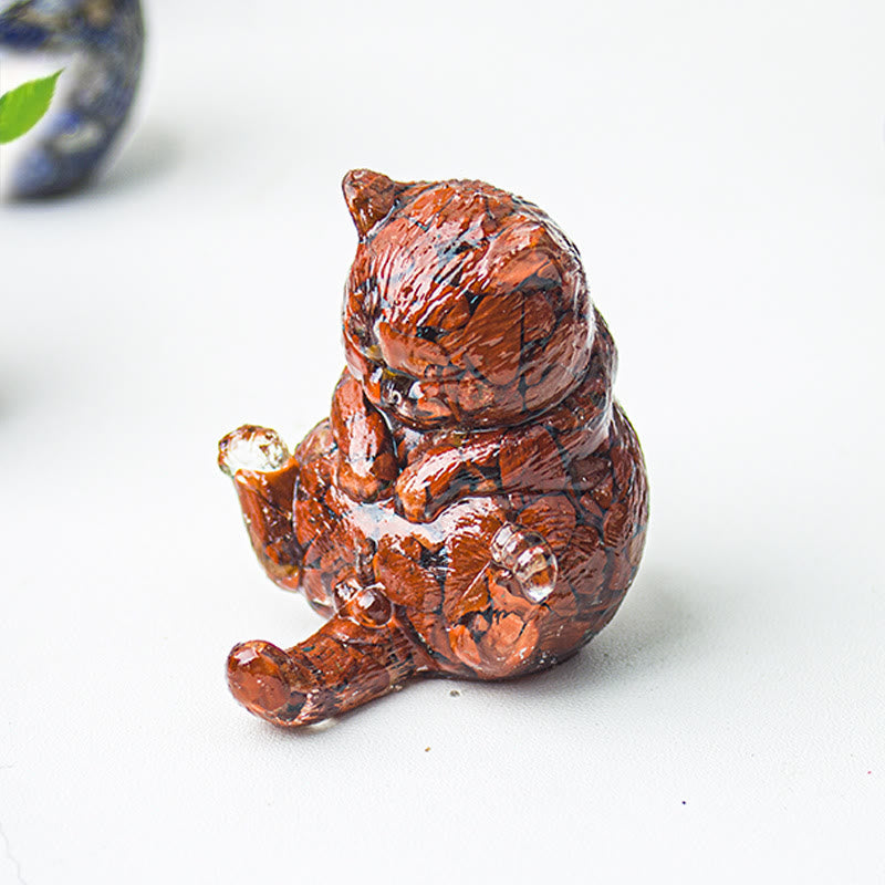 Olivenorma Crystal Epoxy Cat In Heat Gemstone Decoration
