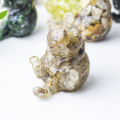 Olivenorma Crystal Epoxy Cat In Heat Gemstone Decoration
