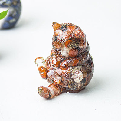 Olivenorma Crystal Epoxy Cat In Heat Gemstone Decoration