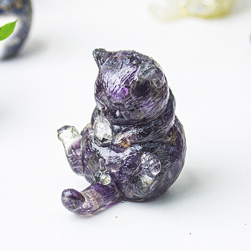 Olivenorma Crystal Epoxy Cat In Heat Gemstone Decoration
