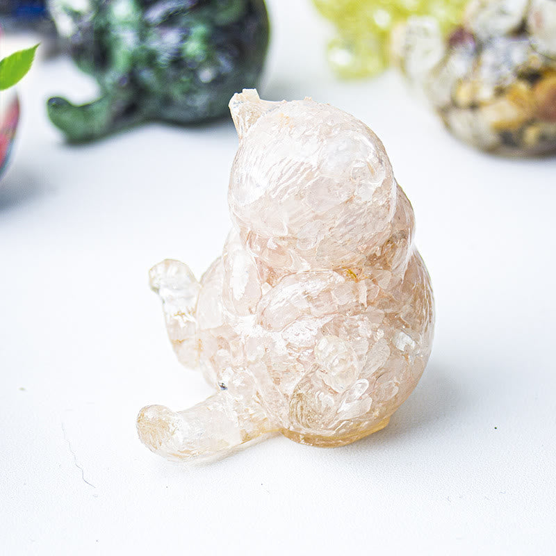 Olivenorma Crystal Epoxy Cat In Heat Gemstone Decoration