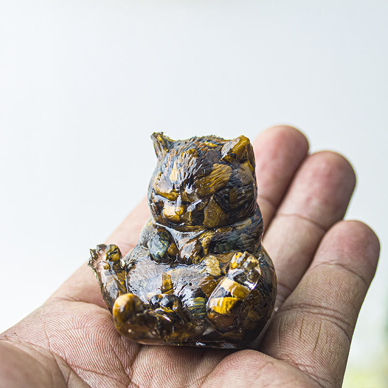 Olivenorma Crystal Epoxy Cat In Heat Gemstone Decoration