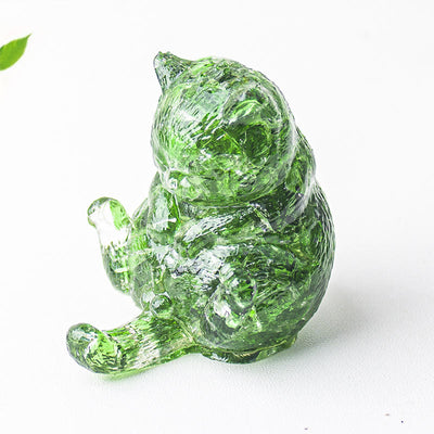Olivenorma Crystal Epoxy Cat In Heat Gemstone Decoration