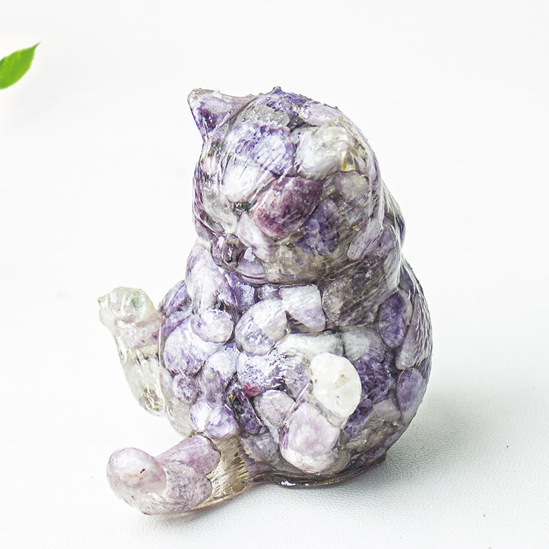 Olivenorma Crystal Epoxy Cat In Heat Gemstone Decoration