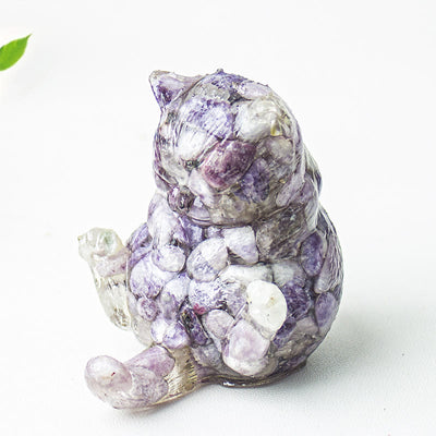 Olivenorma Crystal Epoxy Cat In Heat Gemstone Decoration
