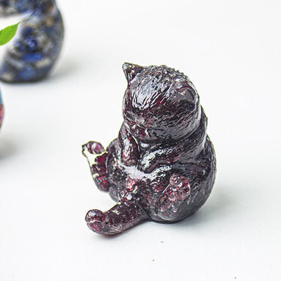 Olivenorma Crystal Epoxy Cat In Heat Gemstone Decoration