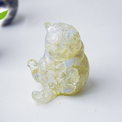 Olivenorma Crystal Epoxy Cat In Heat Gemstone Decoration