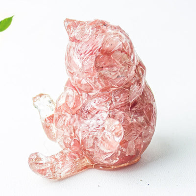 Olivenorma Crystal Epoxy Cat In Heat Gemstone Decoration