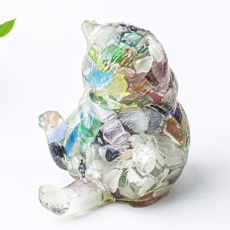 Olivenorma Crystal Epoxy Cat In Heat Gemstone Decoration