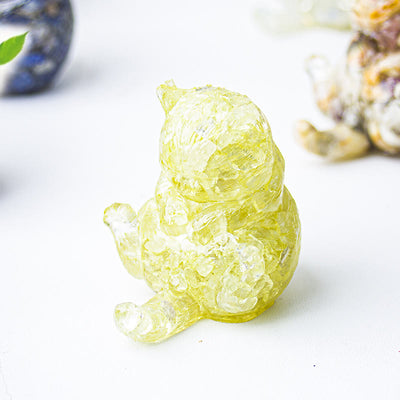Olivenorma Crystal Epoxy Cat In Heat Gemstone Decoration