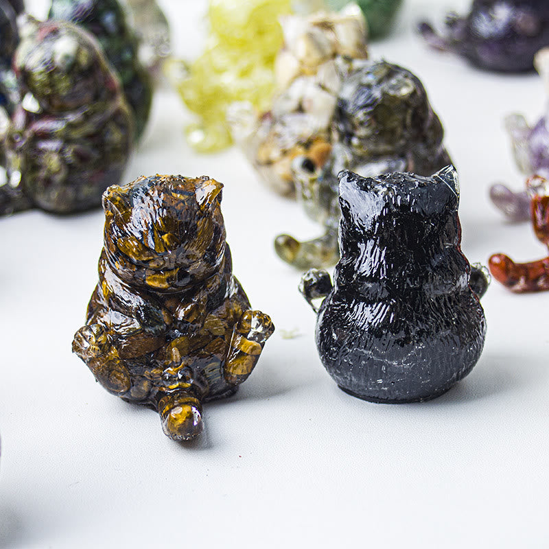 Olivenorma Crystal Epoxy Cat In Heat Gemstone Decoration