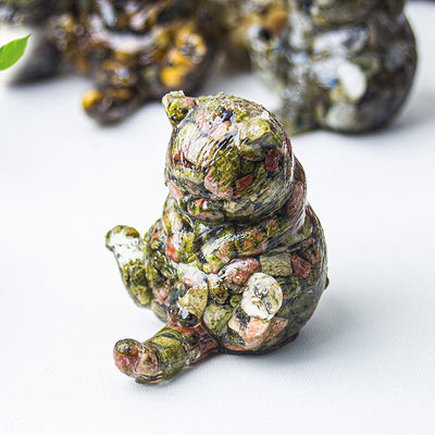 Olivenorma Crystal Epoxy Cat In Heat Gemstone Decoration
