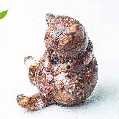 Olivenorma Crystal Epoxy Cat In Heat Gemstone Decoration