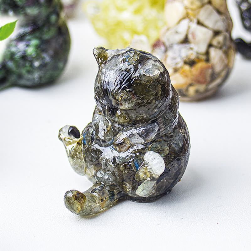 Olivenorma Crystal Epoxy Cat In Heat Gemstone Decoration
