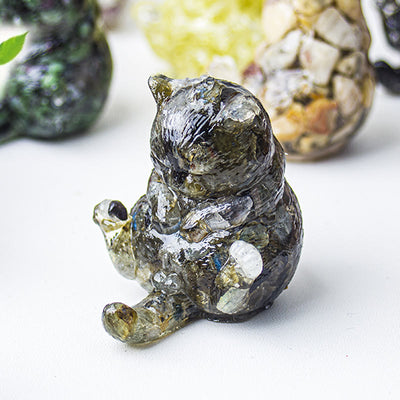 Olivenorma Crystal Epoxy Cat In Heat Gemstone Decoration