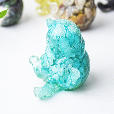 Olivenorma Crystal Epoxy Cat In Heat Gemstone Decoration