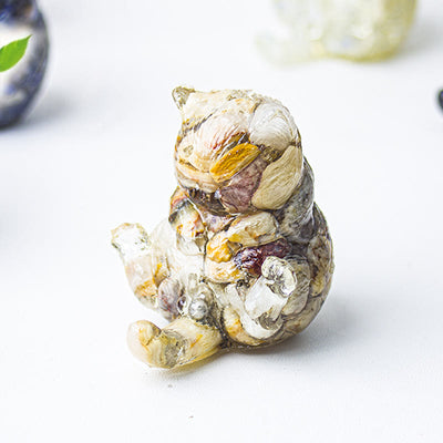 Olivenorma Crystal Epoxy Cat In Heat Gemstone Decoration