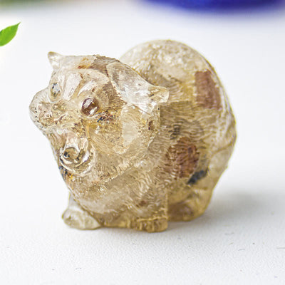 Olivenorma Crystal Epoxy Fighting Cats Gemstone Decoration