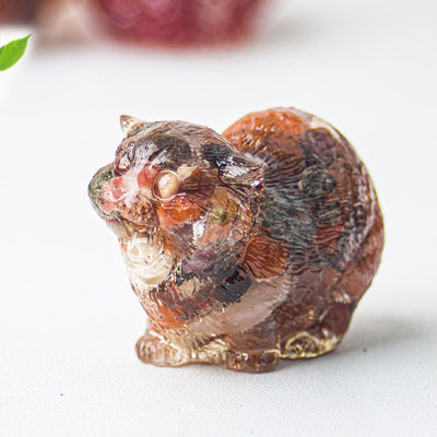 Olivenorma Crystal Epoxy Fighting Cats Gemstone Decoration