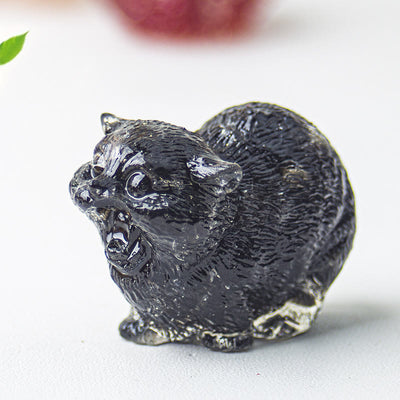 Olivenorma Crystal Epoxy Fighting Cats Gemstone Decoration