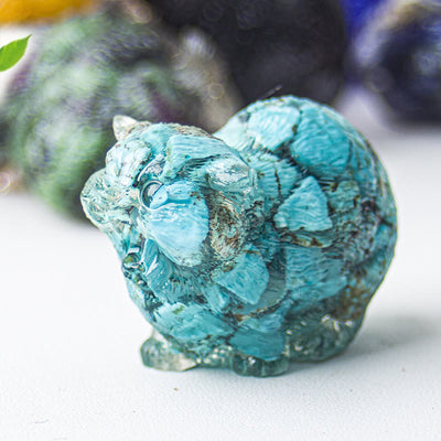 Olivenorma Crystal Epoxy Fighting Cats Gemstone Decoration