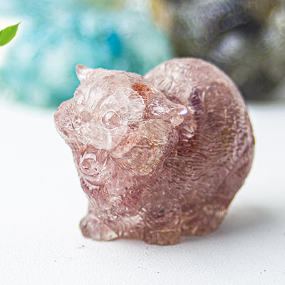 Olivenorma Crystal Epoxy Fighting Cats Gemstone Decoration