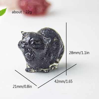 Olivenorma Crystal Epoxy Fighting Cats Gemstone Decoration