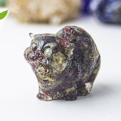 Olivenorma Crystal Epoxy Fighting Cats Gemstone Decoration