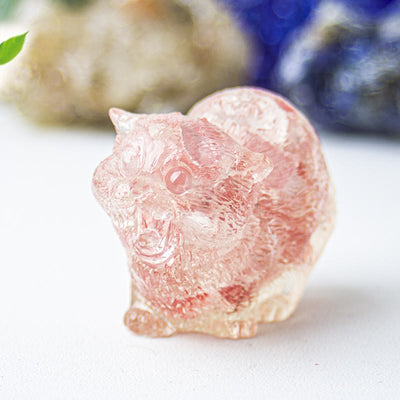 Olivenorma Crystal Epoxy Fighting Cats Gemstone Decoration