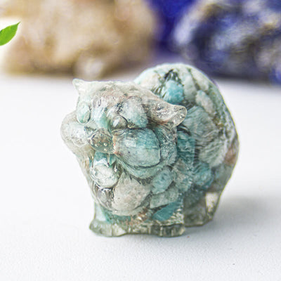Olivenorma Crystal Epoxy Fighting Cats Gemstone Decoration
