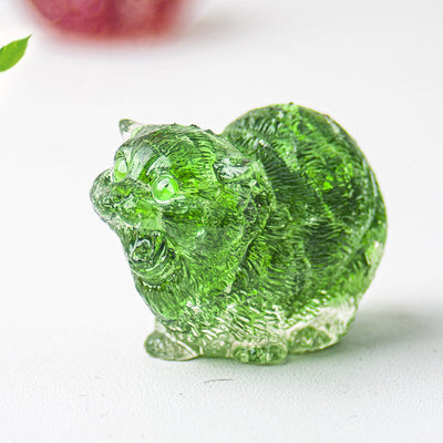 Olivenorma Crystal Epoxy Fighting Cats Gemstone Decoration