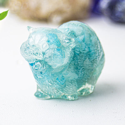 Olivenorma Crystal Epoxy Fighting Cats Gemstone Decoration