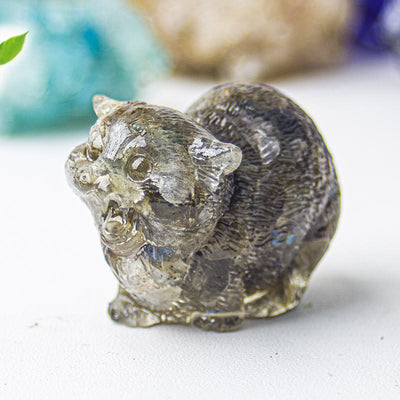 Olivenorma Crystal Epoxy Fighting Cats Gemstone Decoration
