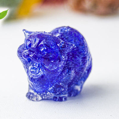Olivenorma Crystal Epoxy Fighting Cats Gemstone Decoration