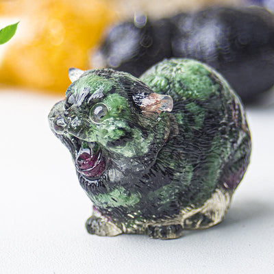 Olivenorma Crystal Epoxy Fighting Cats Gemstone Decoration