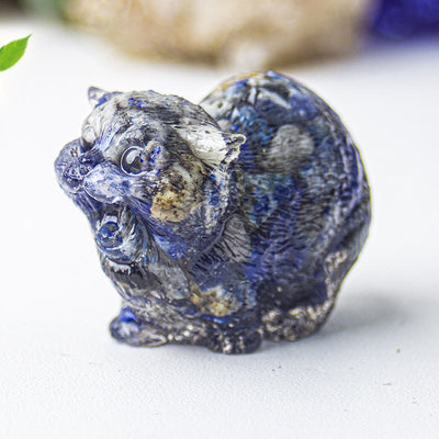 Olivenorma Crystal Epoxy Fighting Cats Gemstone Decoration