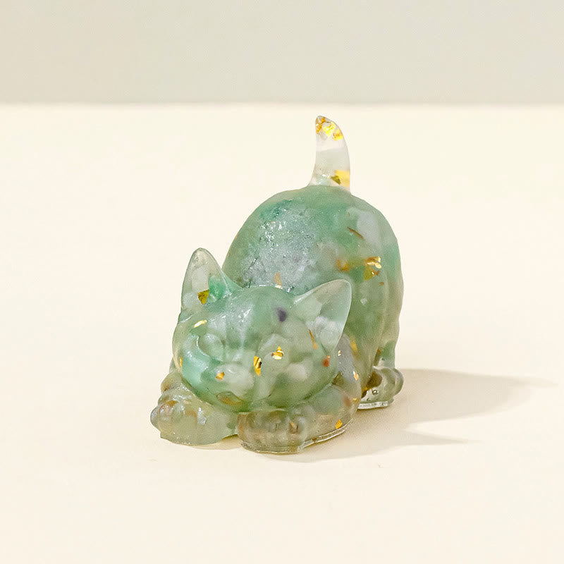 Olivenorma Lucky Charm Crystal Kitten Figurine Gemstone Decoration - Green Aventurine - Pose 2 - image 7