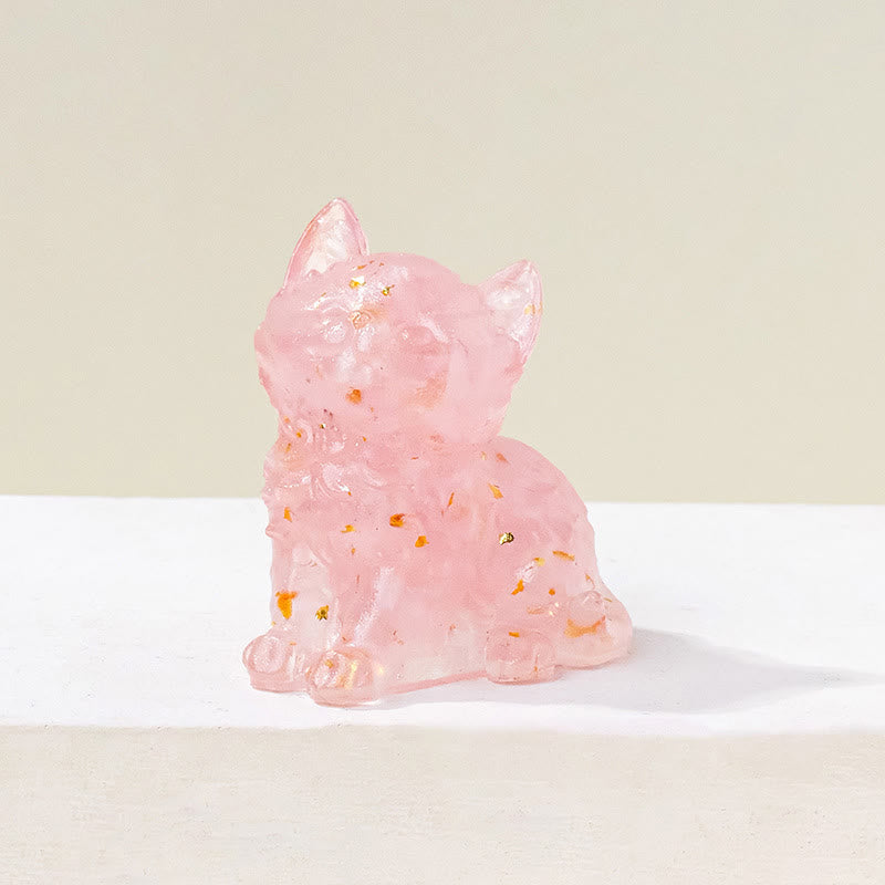 Olivenorma Lucky Charm Crystal Kitten Figurine Gemstone Decoration - Rose Quartz - Pose 1 - image 33