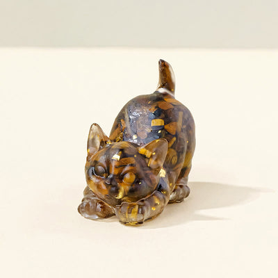 Olivenorma Lucky Charm Crystal Kitten Figurine Gemstone Decoration - Tiger Eye - Pose 2 - image 38