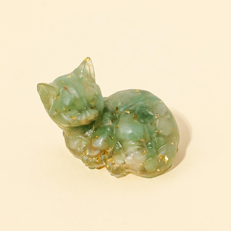 Olivenorma Lucky Charm Crystal Kitten Figurine Gemstone Decoration - Green Aventurine - Pose 4 - image 9
