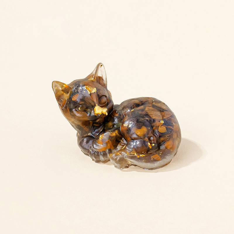 Olivenorma Lucky Charm Crystal Kitten Figurine Gemstone Decoration - Tiger Eye - Pose 4 - image 39