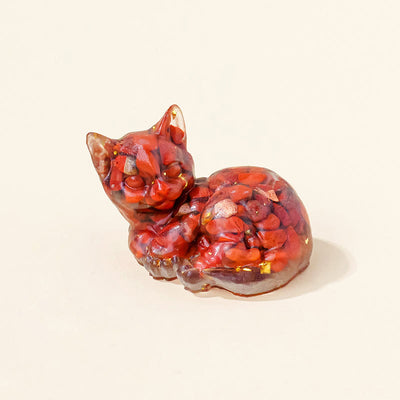 Olivenorma Lucky Charm Crystal Kitten Figurine Gemstone Decoration - Red Jasper - Pose 4 - image 31
